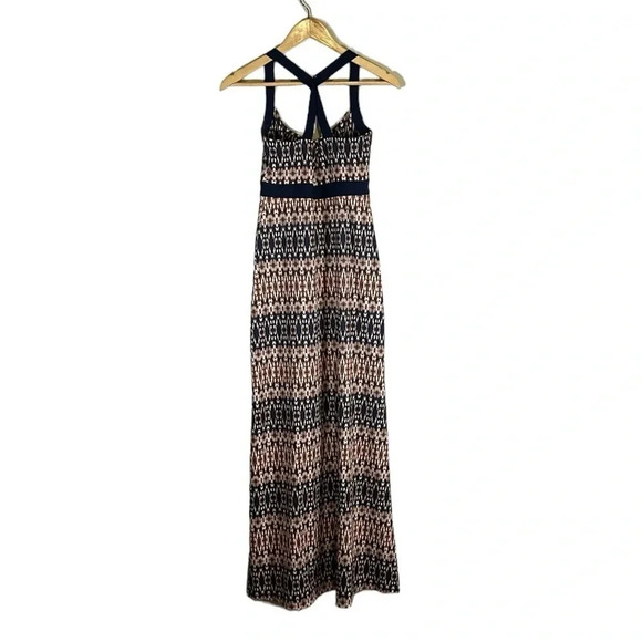 Eddie Bauer Travex Knit Geometric Cross Back Maxi Sun Dress Size Small Summer - Picture 3 of 8